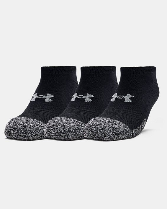 Paquete de tres pares de calcetines HeatGear® No Show para adultos, Black, pdpMainDesktop image number 0